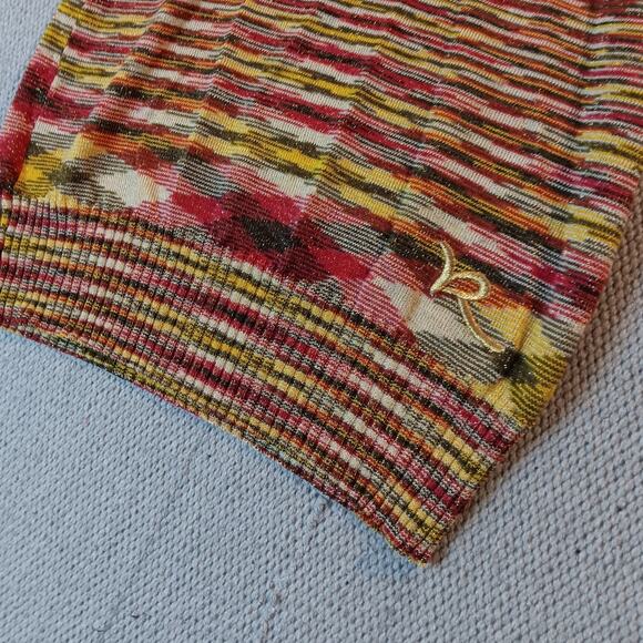 Rocawear Off The Shoulder Knit Top Medium Multicolor Striped Stretch Shawl Neck - Picture 4 of 16